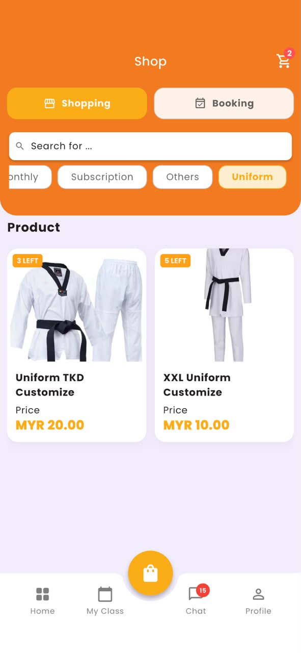 Class+ shop screen